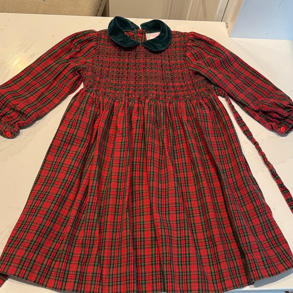 Plaid Red and Green Kids smocked Dress